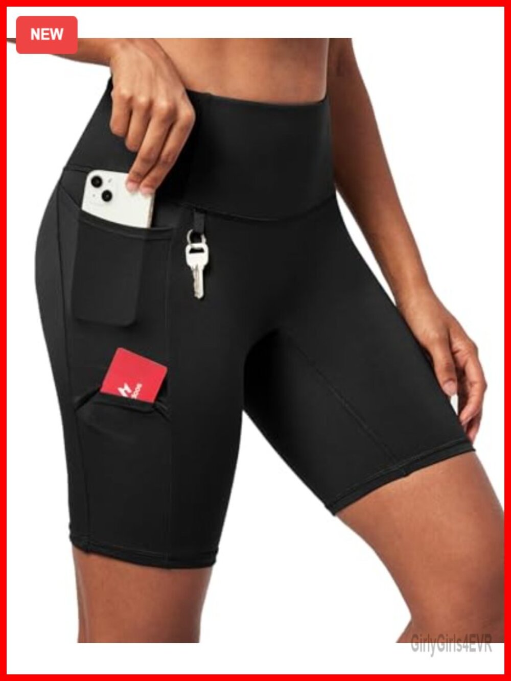 No Front Seam Biker Shorts High Waisted Tummy Control 4 Pockets 8" Workout